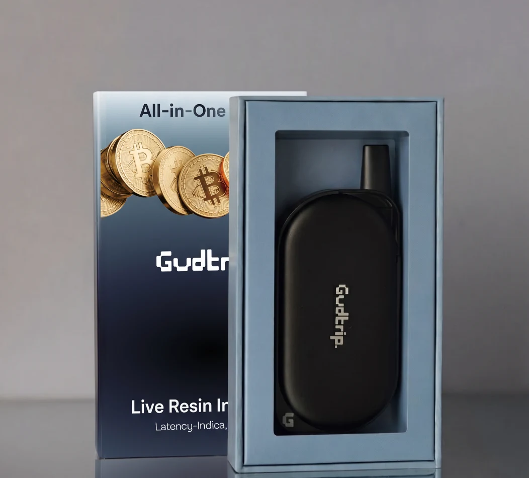 Gudtrip 1.25g Dump Indica AIO package and device